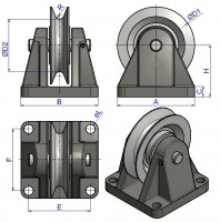 Vorschau: Seilrollenbock Guss Ø 125 mm | Frank Seilrollen