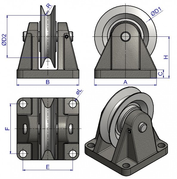 Seilrollenbock Guss Ø 125 mm | Frank Seilrollen